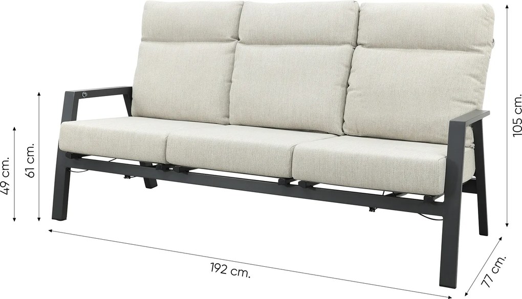 Lagos/Atlanta stoelen & 3-zitsbank loungeset 5-delig verstelbaar - Antraciet