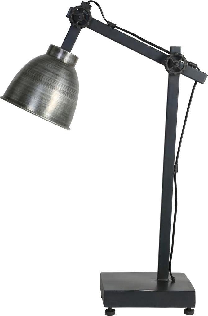 Bureaulamp EDMAR - Hout Naturel Met Antiek-Zilver