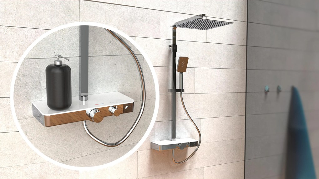 Schutte Ocean complete regendouche inclusief thermostaatkraan en planchet chroom/wit