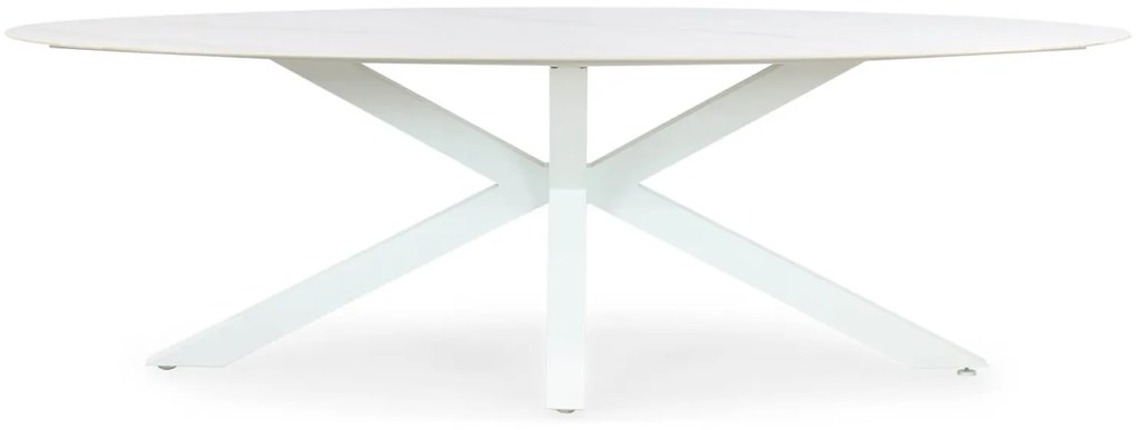 Dining Tuintafel ovaal 240 x 107 cm Aluminium/keramiek Wit Santika Ellisse