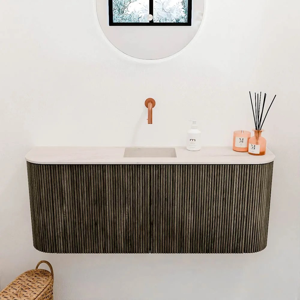 Mondiaz Joya DLux 105cm toiletmeubel ronding links/rechts shadow met wastafel faye midden zonder kraangat meli