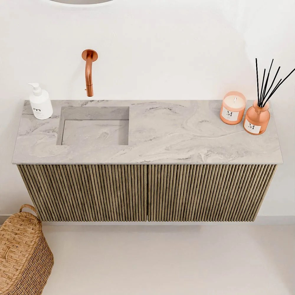 Mondiaz Joya DLux 80cm toiletmeubel dusk met wastafel faye links zonder kraangat glace