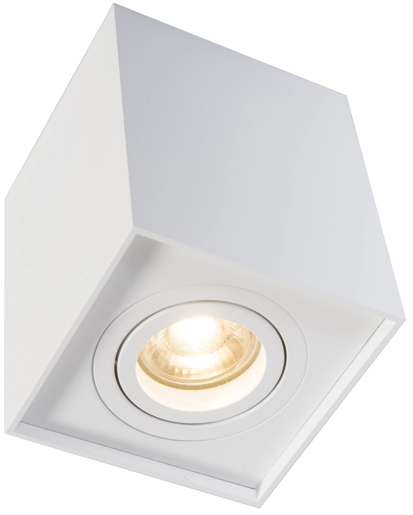 Moderne opbouwSpot / Opbouwspot / Plafondspot wit draai-en kantelbaar - Quadro 1 Up Design, Modern GU10 kubus / vierkant vierkant Binnenverlichting Lamp