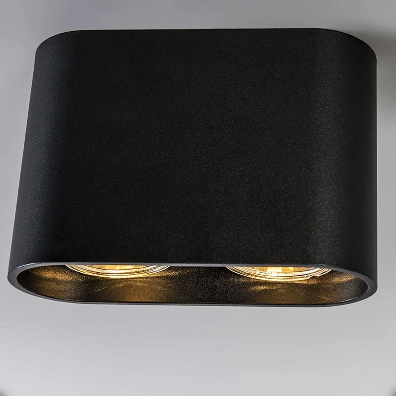 Moderne opbouwSpot / Opbouwspot / Plafondspot zwart 2-lichts GU10 50mm - Ronda Design, Modern GU10 ovaal Binnenverlichting Lamp