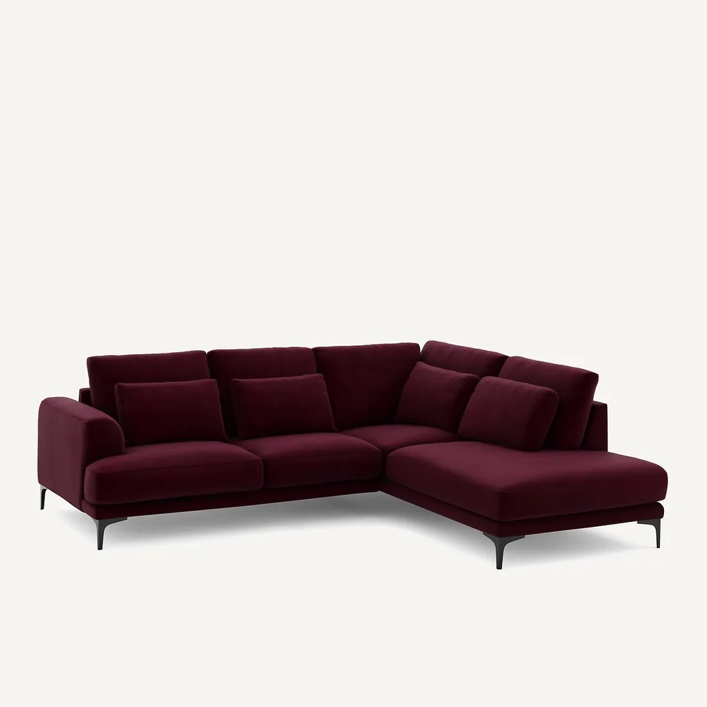 Linkse hoekbank met leuning in fluweel, Marsile