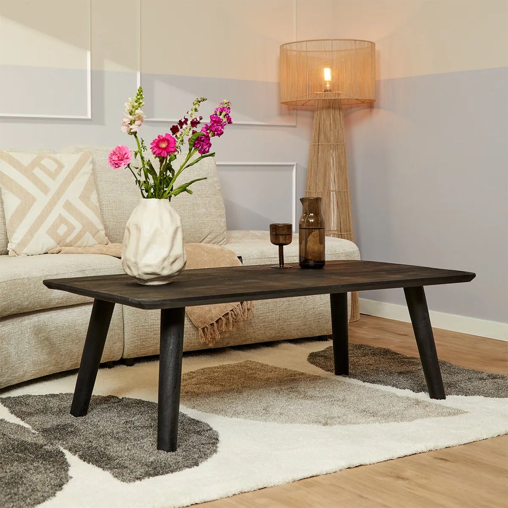 Starfurn Omaha Black Mangohout Salontafel Zwart - 130 X 70cm.