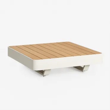 Vierkante Tuintafel 90x90 Cm Van Aluminium En Teakhout Yarilo Natuurlijk Hout - Sklum