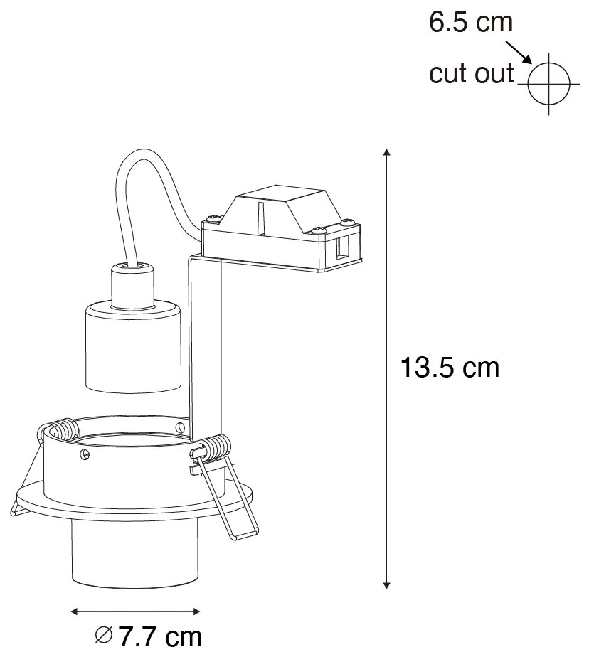 Set van 6 inbouwspots zwart GU10 35mm rond kantelbaar - Installa Binnenverlichting Lamp