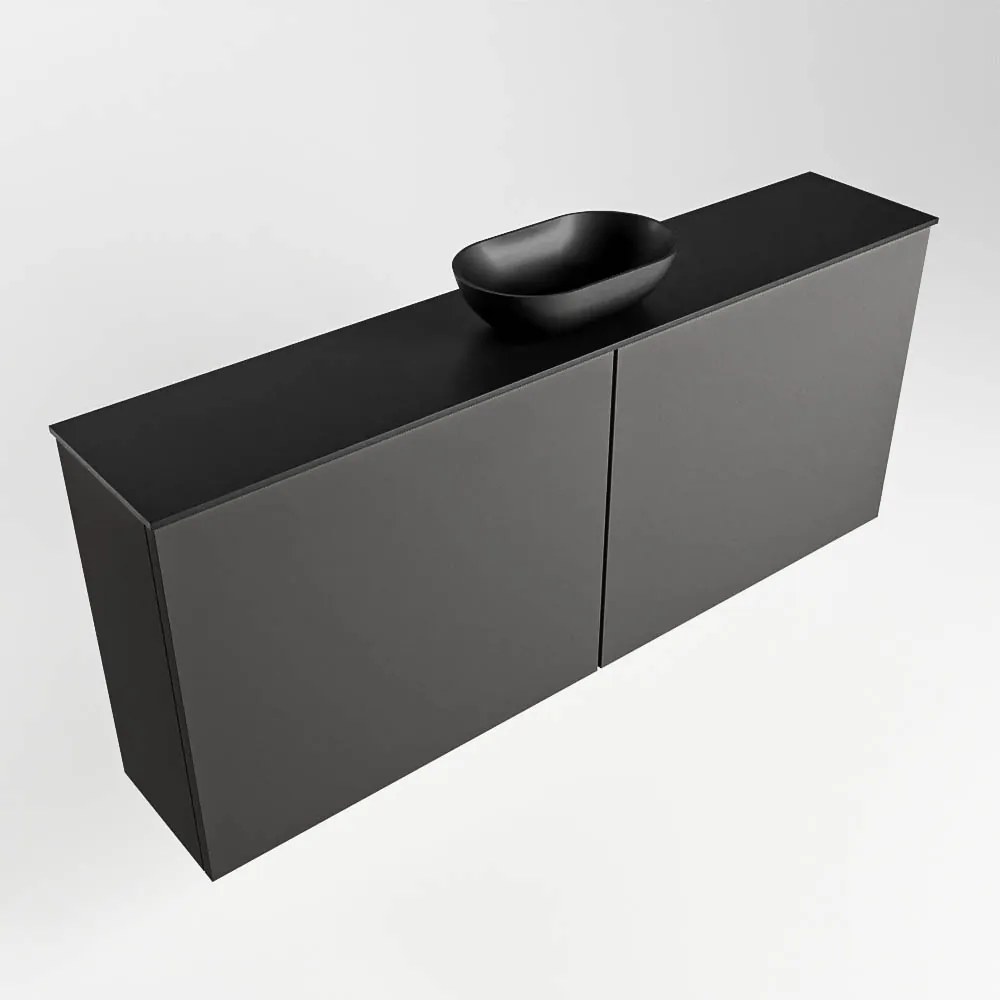 Mondiaz Fowy toiletmeubel 120cm dark grey met zwarte waskom midden zonder kraangat