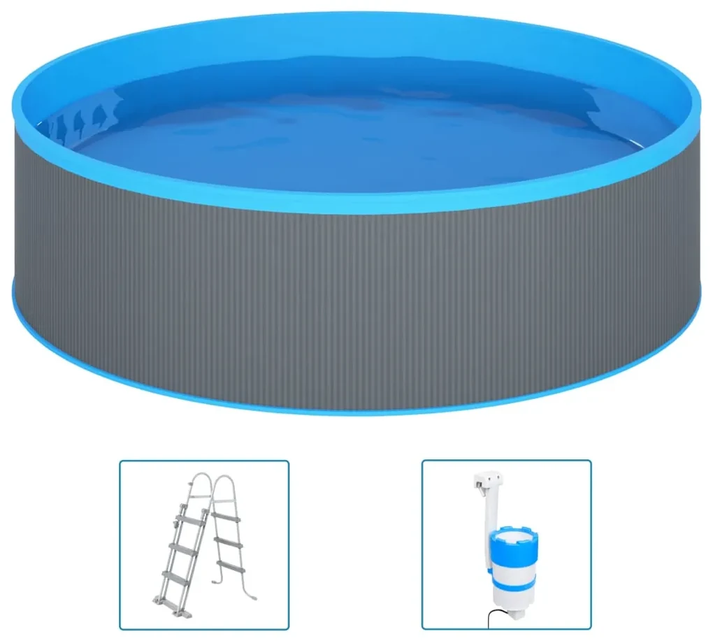 vidaXL Splasher pool met ladder en pomp 350x90 cm grijs