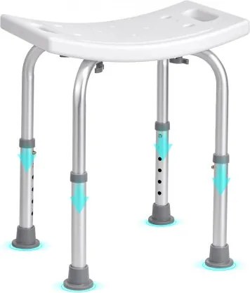 VEVOR Douchekruk Douchestoel 360-485 mm Hoogte Verstelbaar, Badkruk Badzitje 158,8 kg Draagvermogen, Stabiele Douchekruk Douchehulp Badkuipen Aluminiumlegering Frame, Douchezitje Badkruk Wit