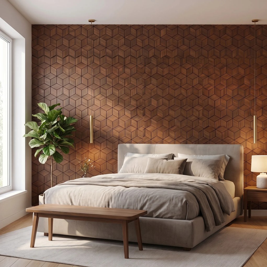 Decoratief Houten Wandpaneel | Lobelia Smoked Brown | 60×60 cm | Amerikaans Notenhout