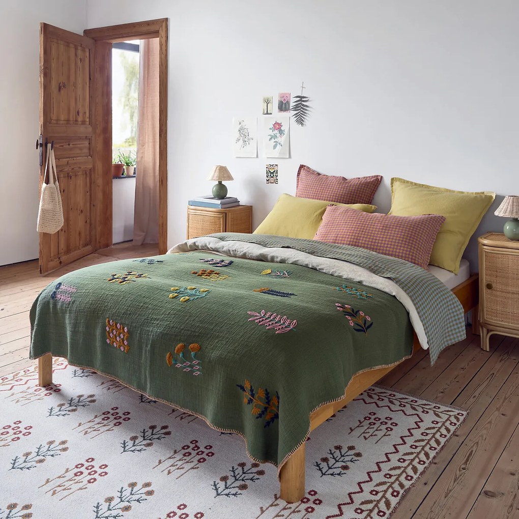 Geborduurde plaid met bloemmotief, Justin