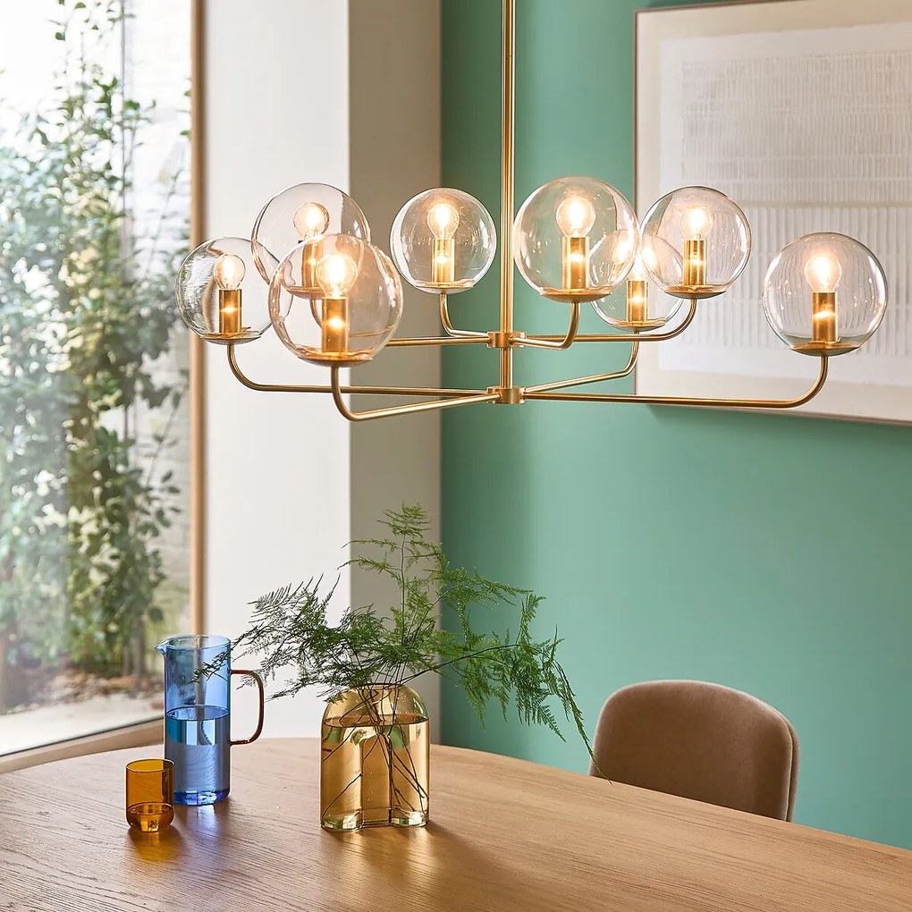 Hanglamp in messing en glas, Moricio