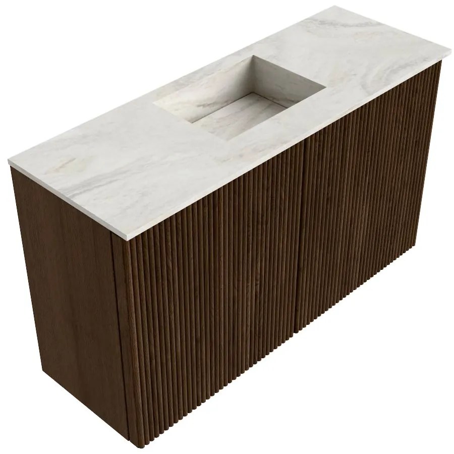 Mondiaz Joya DLux 70cm toiletmeubel walnut met wastafel faye midden 1 kraangat ostra