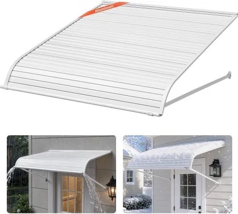 VEVOR Raamzonwering 121,9 x 106,6 x 51 cm, Deurluifel, Lichtgewicht en stevige aluminium buitenzonwering, Luifel, Bescherming tegen regen, sneeuw en zonlicht voor deur, ingang, raam, terras, veranda