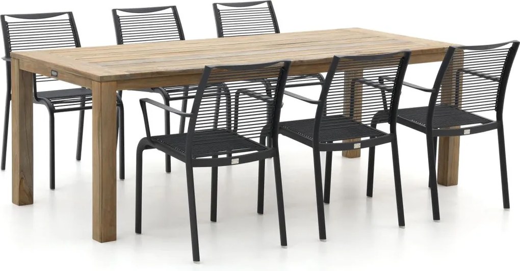 Diningset Apple Bee | 6 personen teakhout | Tuinset stapelbaar | 7-delig | Kees Smit Tuinmeubelen