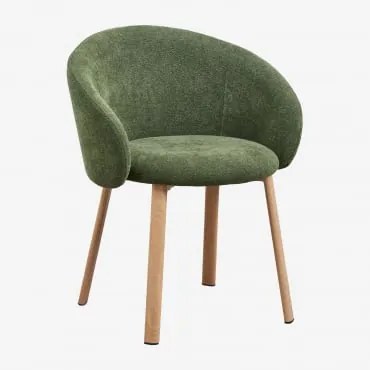 Nairea Gestoffeerde Eetkamerstoel Natuurlijk Hout & Chenille Sage Green - Sklum