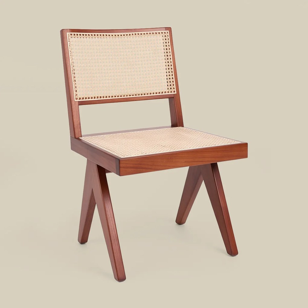 Walnoot Stoel Met Rotan Webbing