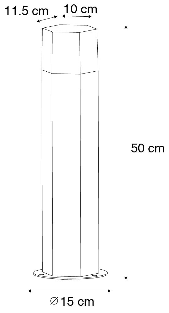 Staande buitenlamp zwart met smoke kap zeshoek 50 cm - Denmark Modern E27 IP44 Buitenverlichting