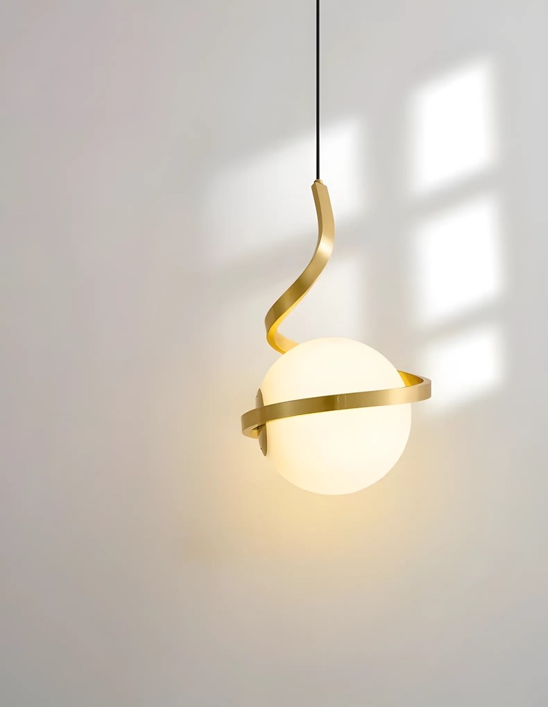GLAZEN BOL SPIRAAL HANGLAMP APP1733-1CP GOUD