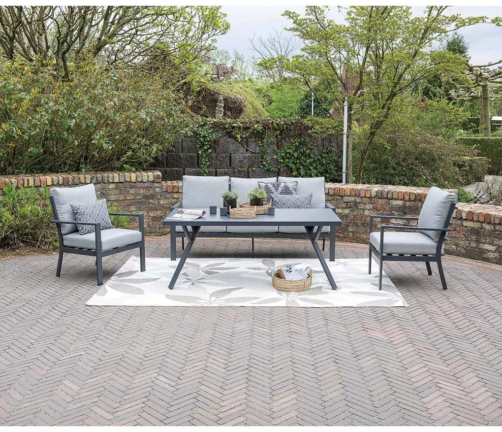Garden Impressions Senja lounge dining set stoel-bank 4-delig - licht grijs