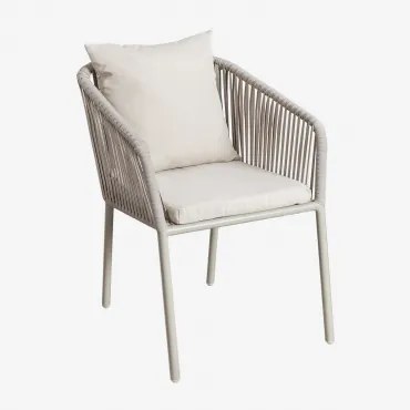 Arhiza Classic Aluminium Tuinstoel Met Armleuningen En Gevlochten Touw Groen – Khaki - Sklum