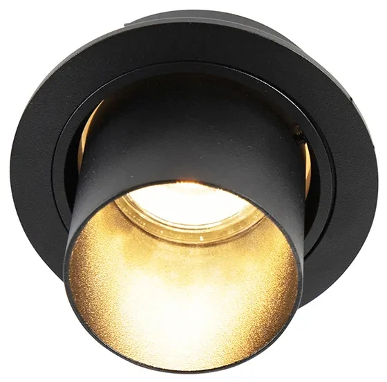 Set van 6 Moderne inbouwspot zwart rond kantelbaar - Installa GU10 Binnenverlichting Lamp