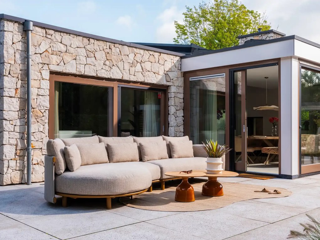 4 Seasons Outdoor Safina chaise loungebank amber SALE Loungebank beige weerbestendig