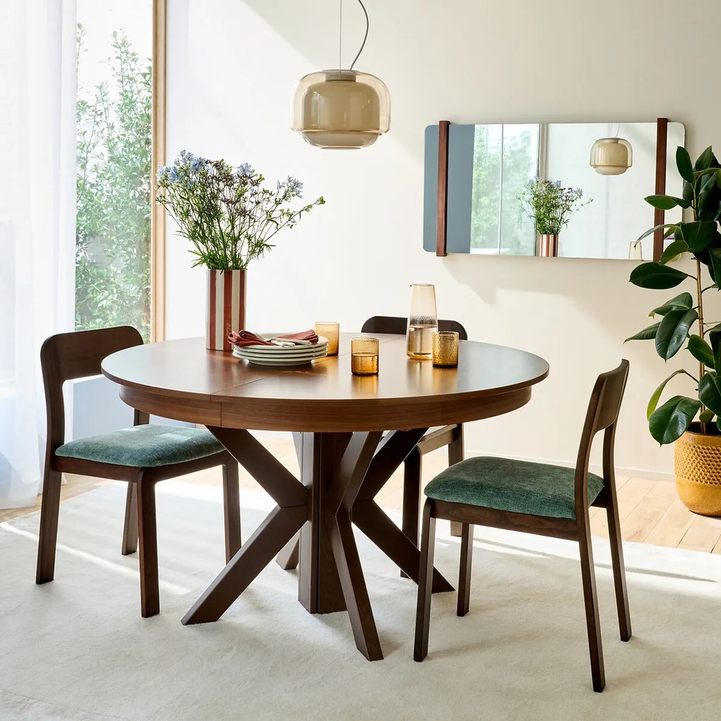 Eettafel, 6 tot 12 personen, notenfineer en gekleurde beuk, GOSLING