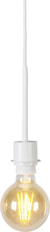 Landelijke hanglamp wit met lichtbruine kap 50cm - Combi