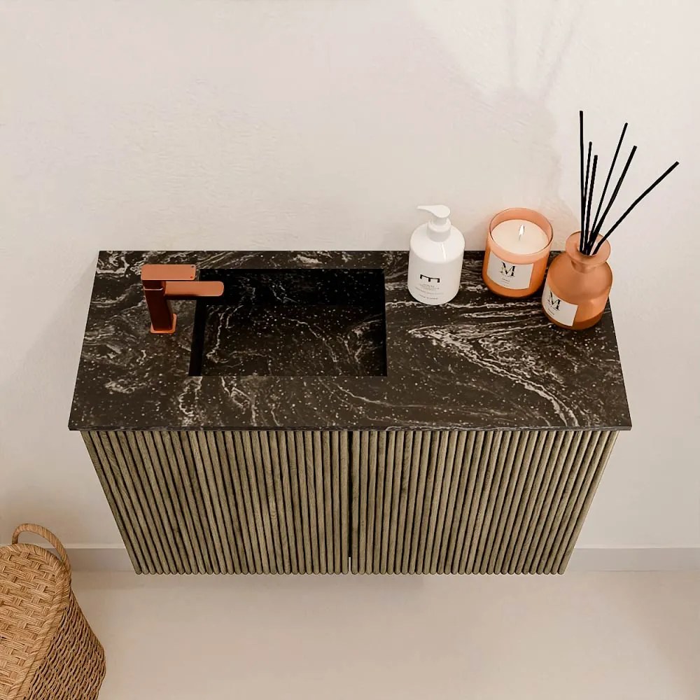 Mondiaz Joya DLux 60cm toiletmeubel dusk met wastafel faye links 1 kraangat lava