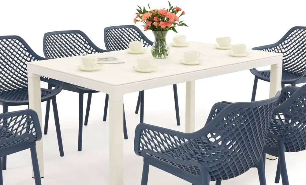 King/Aria tuinset wit en blauw voor 8 personen Bica