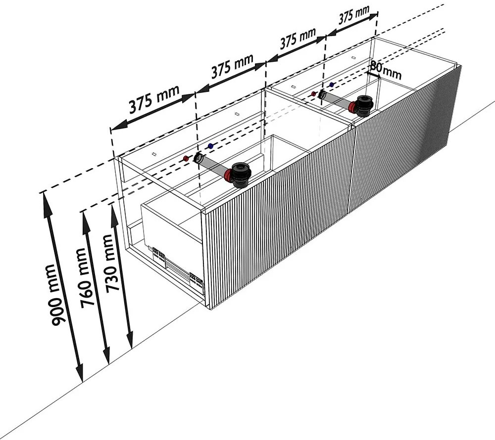 Mondiaz Kurve-dlux 150cm badmeubel dusk met 2 lades en wastafel stor small dubbel 2 kraangaten ostra
