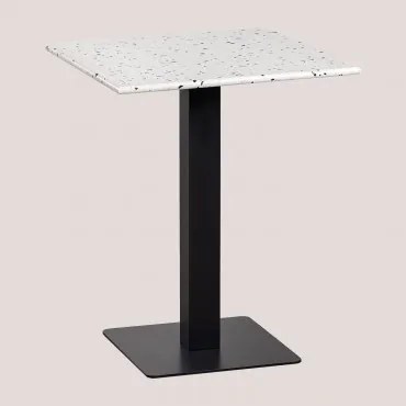 Vierkante Bartafel 60x60 Cm In Praline Terrazzo Ivoorkleurig Terrazzo - Zwart - Sklum