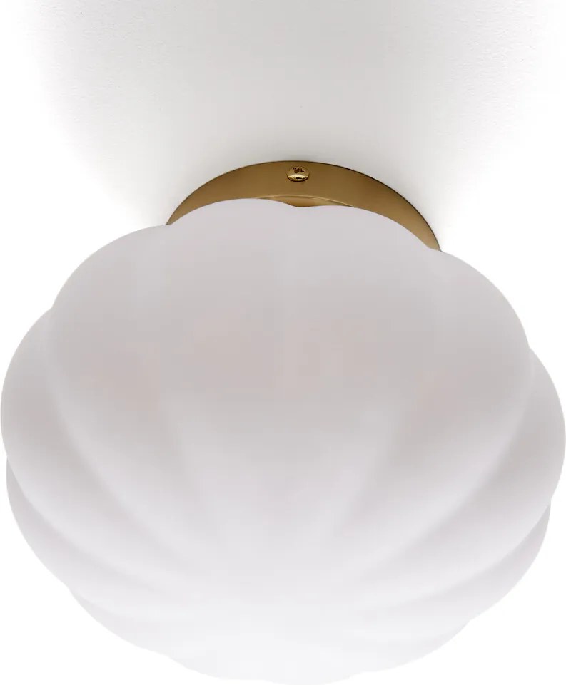 Wand- of plafondlamp, messing en opaline glas, AMIA