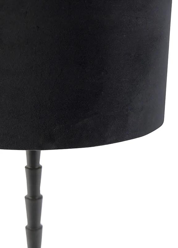 Art Deco tafellamp met velours kap zwart 35 cm - Pisos Art Deco E27 cilinder / rond Binnenverlichting Lamp