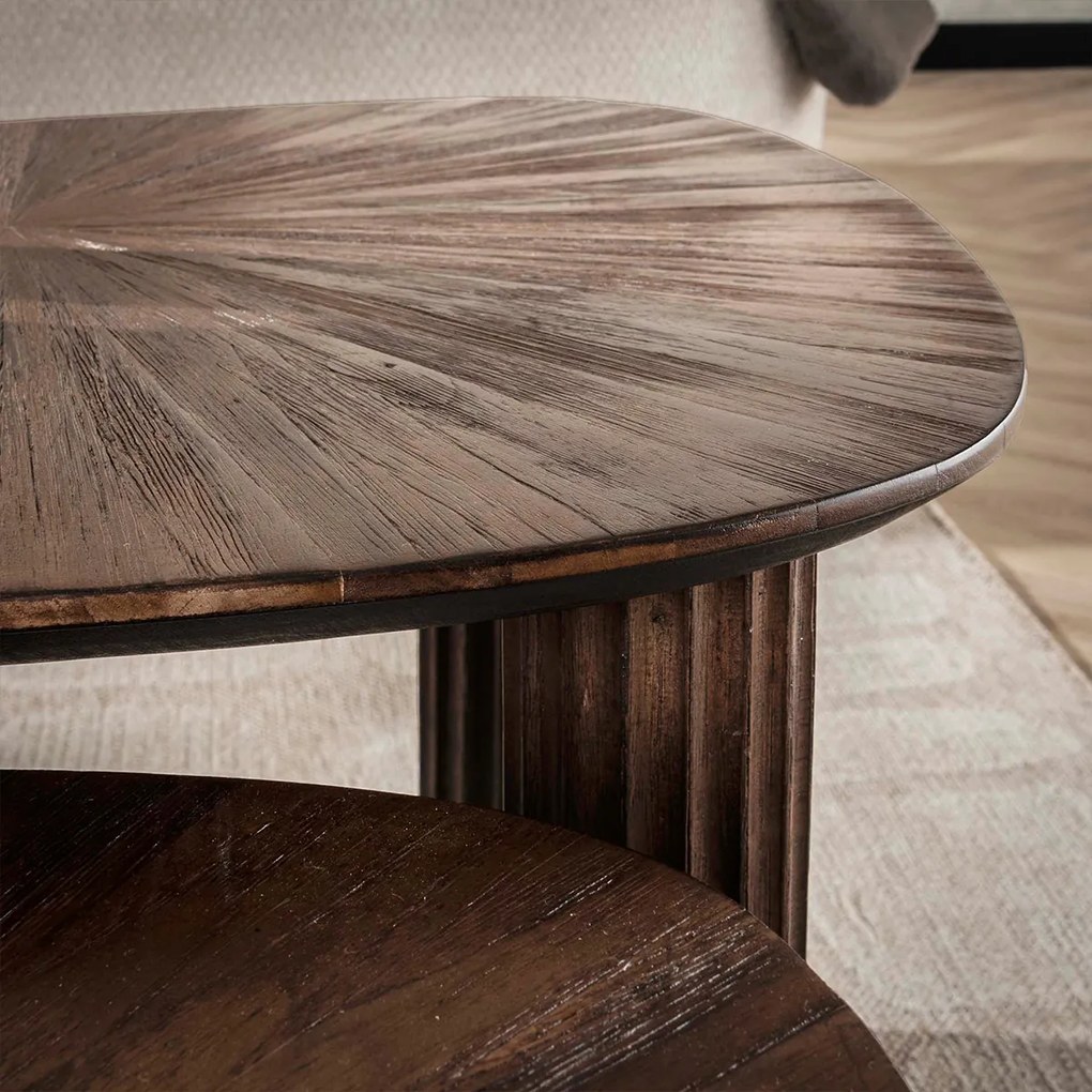 Salontafel Set Bruin Teakhout 2-delig - 62 X 51cm.