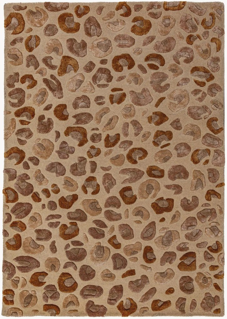 Handgetuft hoog-laag viscose vloerkleed Leopard Print