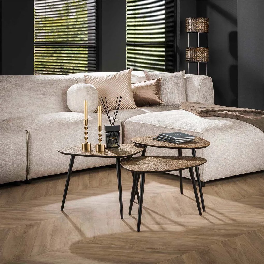 Metallic Brons Salontafel Set Organische Vorm - 62 X 51cm.