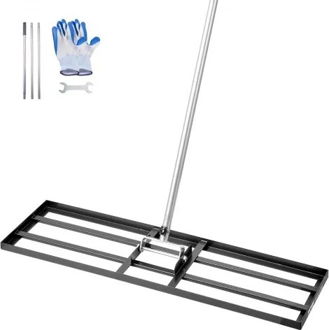 VEVOR Gazonhark, egalisatiehark met 213 cm steel, 914 x 254 mm voetplaat, roestbestendige egalisatiehark van koolstofstaal, 3 hoogtes verstelbaar, gazonnivelleringsgereedschap voor tuin en golfbanen