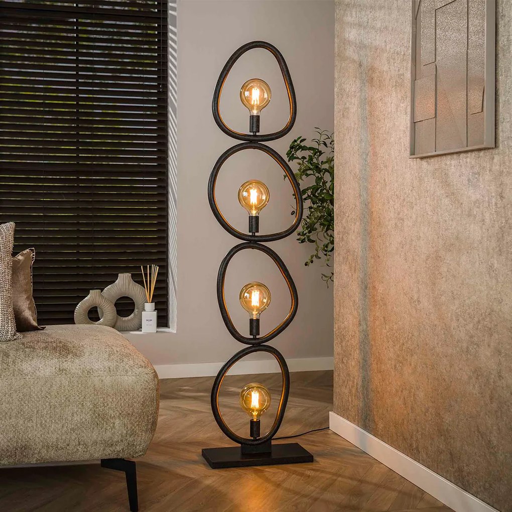 Vloerlamp Organisch Zwart Metaal