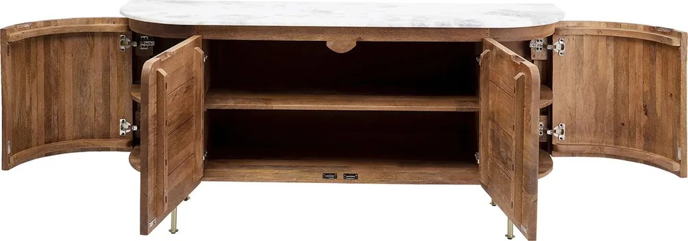 Dressoir Mangohout En Marmer - 160x45x78cm.