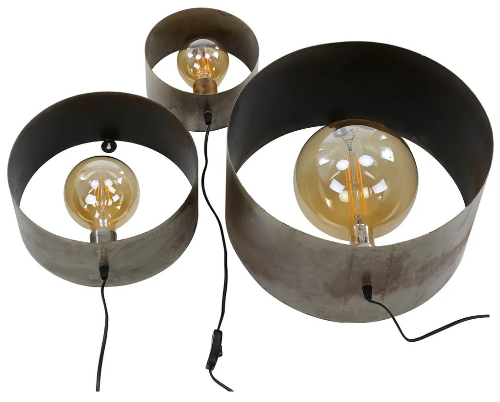 Set Van 3 Ronde Wandlampen Industrieel