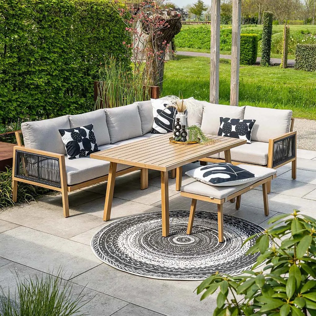 Garden Impressions San Capri lounge dining set 5-delig rechts - light teak aluminium