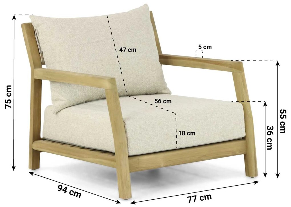 Tuinstoel Teak Old teak greywash Santika Suka