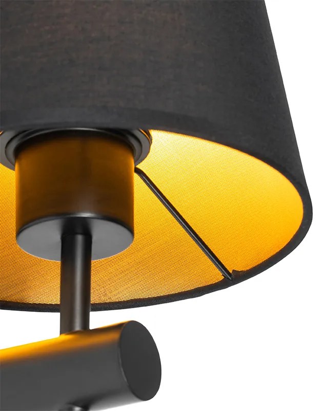 Moderne wandlamp zwart incl. kap met gouden binnenkant - Pluk Modern E27 rond Binnenverlichting Lamp