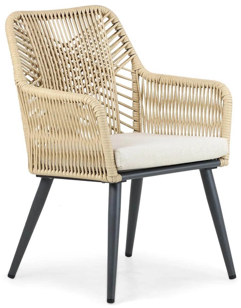 Tuinstoel Aluminium/wicker Taupe-naturel-bruin Coco Vedra naturel