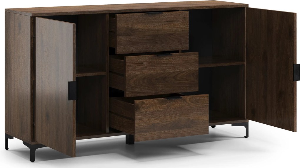 Kast LANA 04 Elegant walnoot - STAANDE 2-DEURS KAST MET LADEN