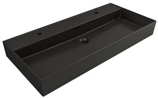 Plieger Kansas badmeubel 100cm met zwarte wastafel en 2 kraangaten walnoot